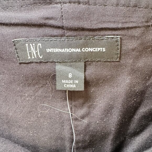 INC Cottage Puff Sleeve Black Button Front Dress Women's Size 8 Dream Dressing - Picture 5 of 8